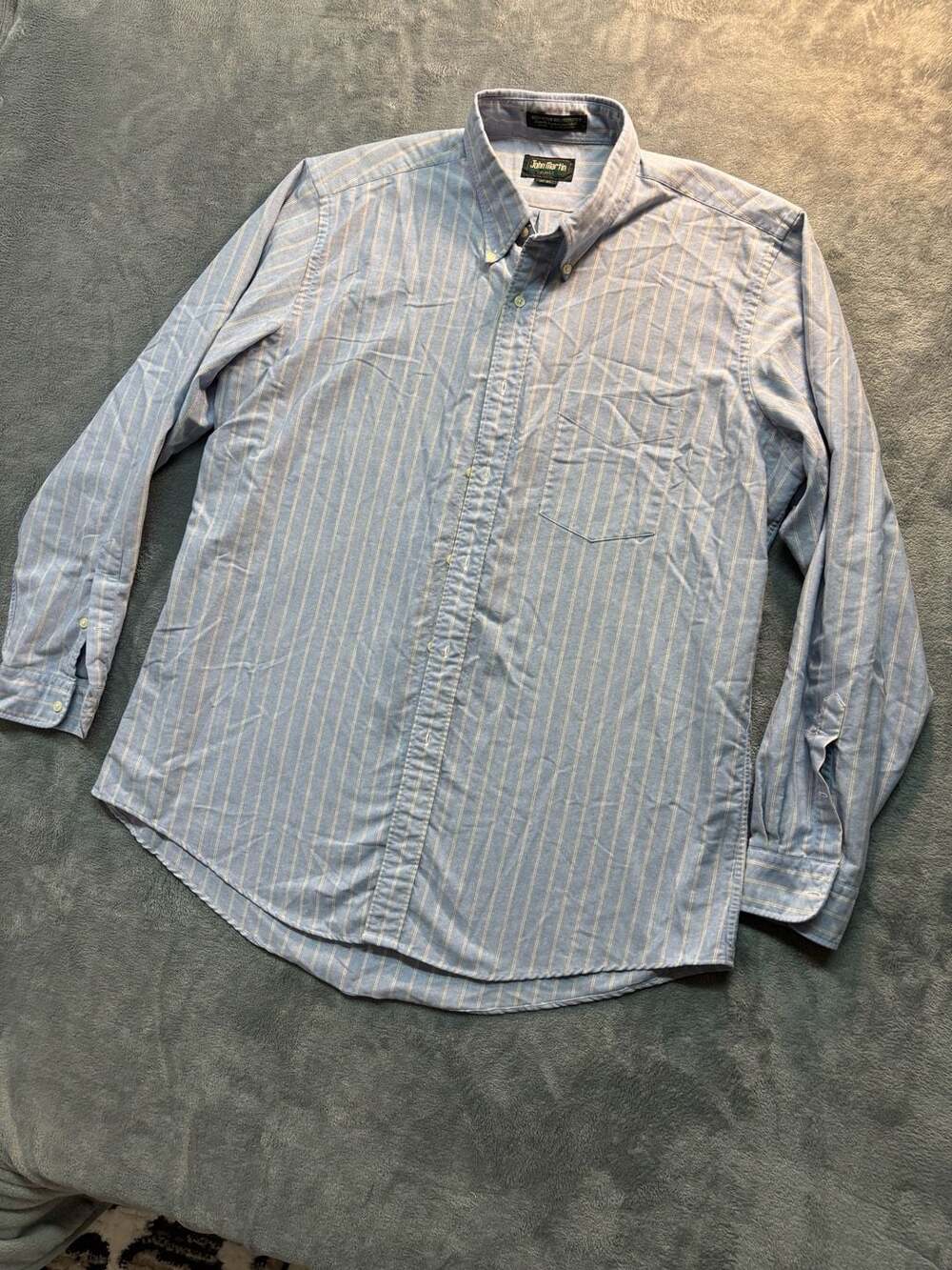 John Martin Classic Long Sleeve Blue Striped Oxford Button-Down Shirt